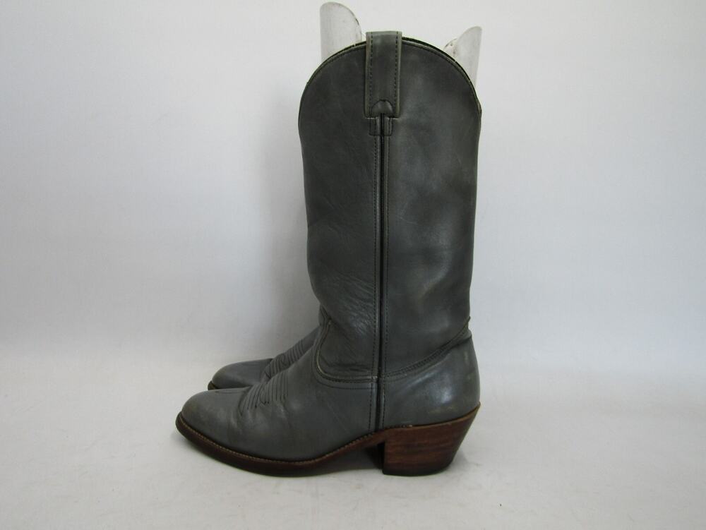 Double H Mens 9 EE Gray Leather Cowboy Western Boots